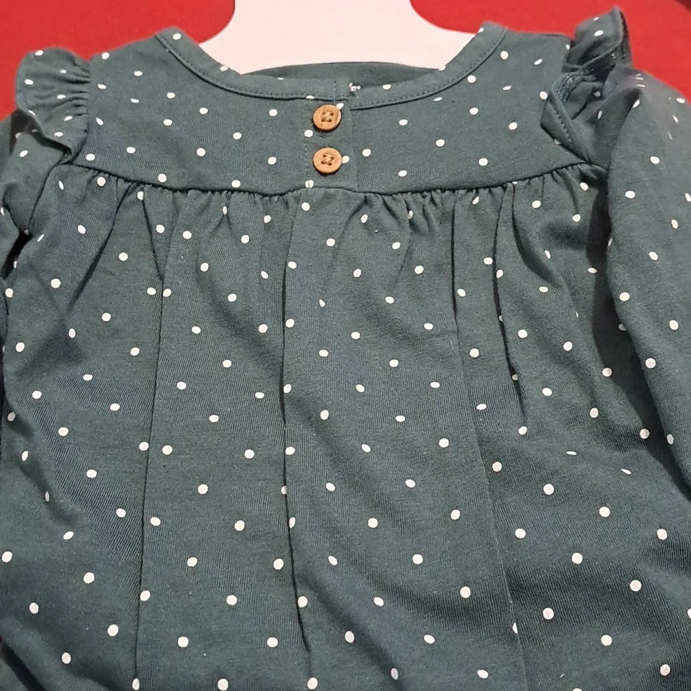 4pc Carter's Baby Floral Cup Shirt & Floral Pants, Green Dots Top & Jean Pants